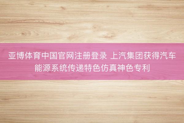 亚博体育中国官网注册登录 上汽集团获得汽车能源系统传递特色仿真神色专利