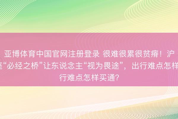 亚博体育中国官网注册登录 很难很累很贫瘠！沪上这座“必经之桥”让东说念主“视为畏途”，出行难点怎样买通？